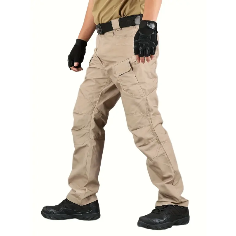Men's All-Seasons Regular Fit Mid-Waist Waterproof Solid Cargo Joggers - Regular Length, Drawstring Waist, Zipper Fly, Utility Pocket, Synthetic Fabric, Hand Wash Only, Ideal for Outdoor Hiking, Polyester