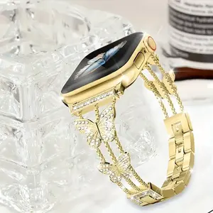 Women's Butterfly Buckle Metal Bracelet Durable Compatible with Apple Watch Series 1-9, Perfect Gift Option for Parties, Events, Daily Wear, Smart Watch Accessories