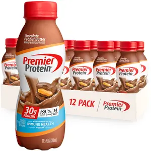 Premier Protein Shake – Full Option Flavor, 30g Protein, 11.5 Fl Oz (12 Ct), Low Sugar, Rich & Nutty High-Protein Drink for Energy & Muscle Support!