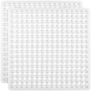GORILLA GRIP Patented Square Shower Stall Mat, Small Bathtub Floor Mats for Stand Up Showers with Suction Cups and Drainage Holes, Machine Wash, Soft on Feet, Bathroom Accessories 21x21 Inch