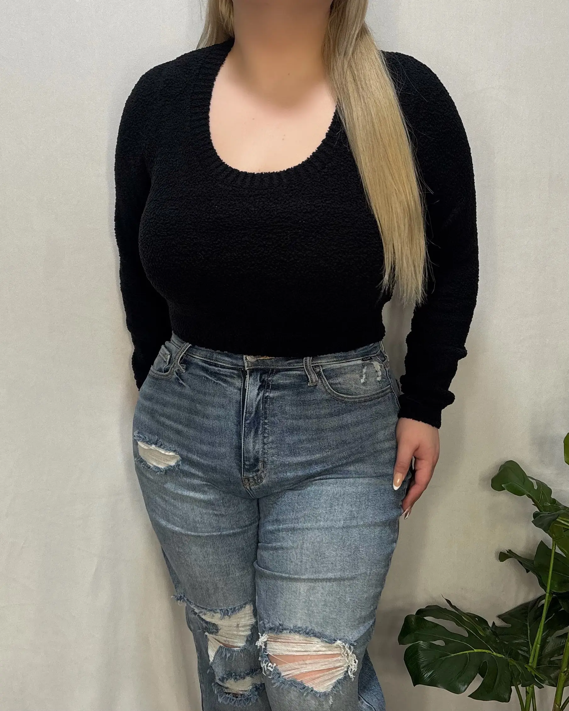 Rachel Fuzzy Top (Black)