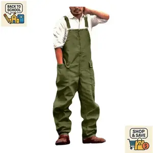 Vintage Men's Overalls Loose Large Size Casual Overalls