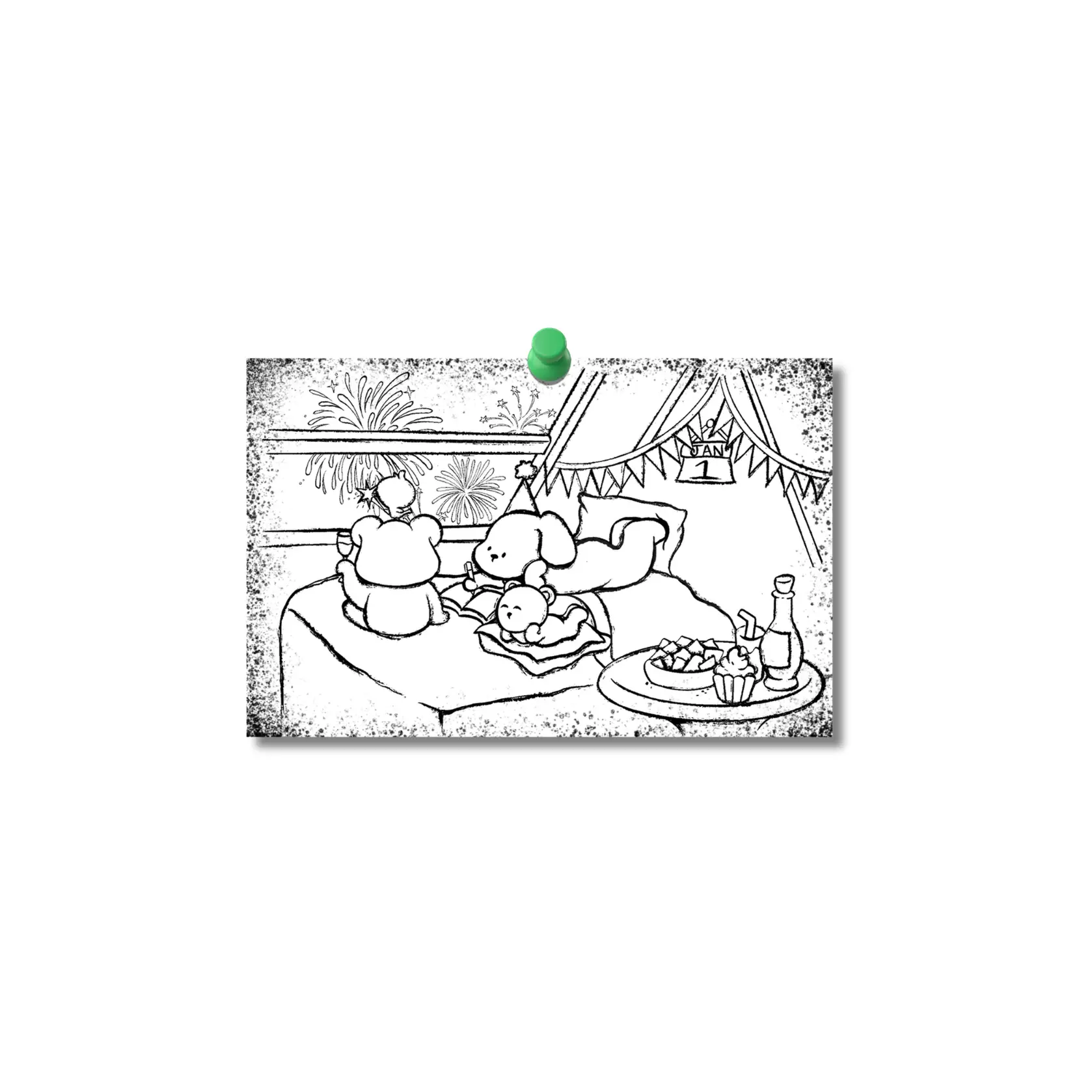 Celebration Coloring Card, Office Stationery Card for Festive Greeting & Creative Activity Use