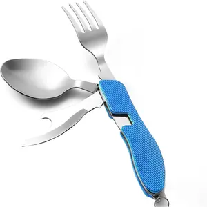 【SummerVibes】4-in-1 Portable Stainless Steel Cutlery with Fork, Spoon, Knife, and Bottle Opener 【TikTokShop Black Friday】-Uhair- Lightweight, Detachable, and Durable Camping Silverware for Outdoor Events and Adventures summergarden