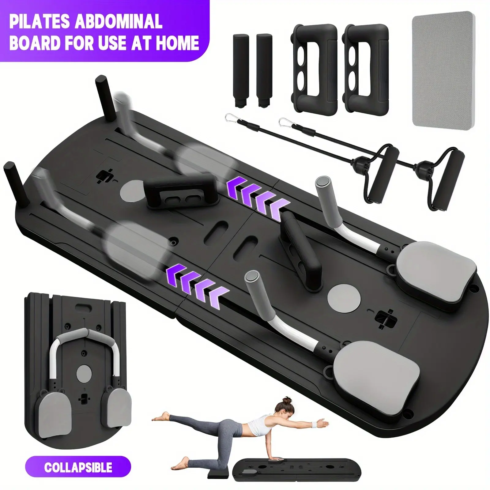 Foldable Push-Up Board, Color-Coded 8-in-1 Multifunctional Home Gym Machine with Resistance Bands for Core Workout, Space-Saving Design