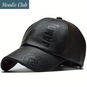 Men's Vintage British Style PU Leather Baseball Cap - Adjustable Strap, Lightweight Breathable, Sun Protection - Unisex Spring Summer Streetwear Bag Accessory for Outdoor Sports, Casual Outfit