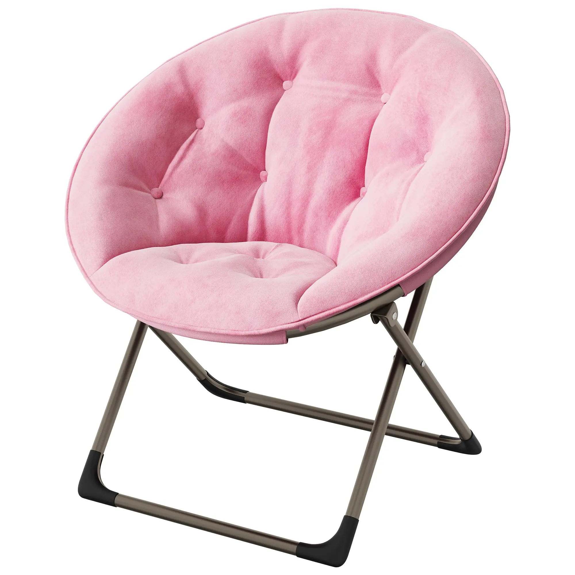 Garvee Luxury Folding Saucer Chair with Soft Faux Fur - Durable Metal Frame - Large Plush Seat for Reading and Relaxing - Suitable for Adults, Teens, and Kids - Perfect for Bedroom, Living Room, or Dormitory