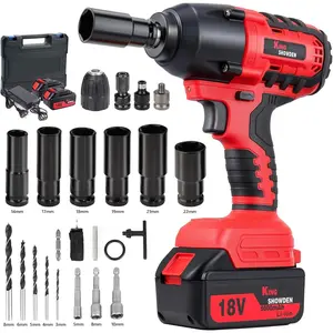Cordless  Wrench, 1/2" 18V 1500Nm 4 in 1 Brushless Power Drill Driver  Kit