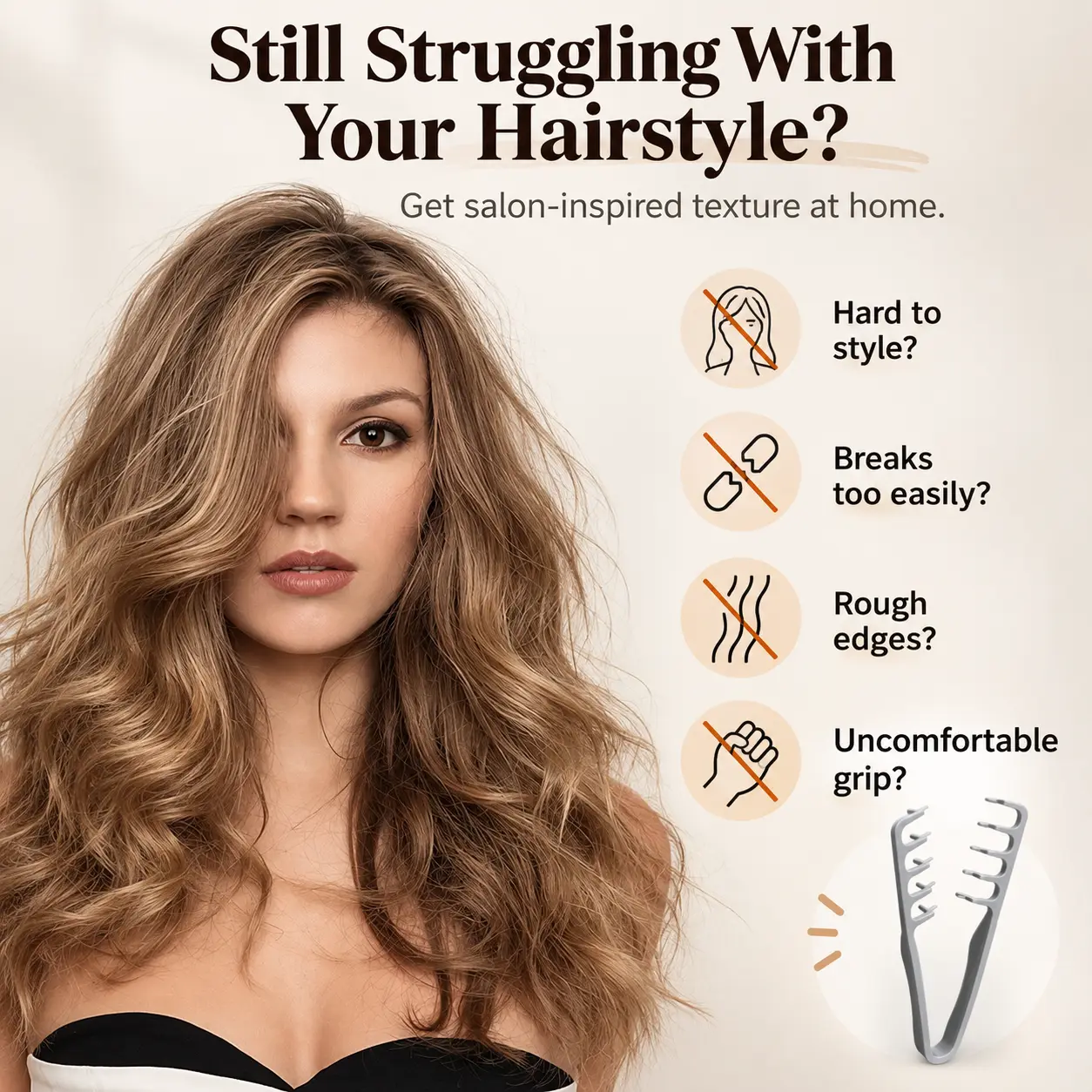 Texturizing Hair Styling Comb, Unisex Salon Hair Comb for Styling Bangs & Refining Hair Parting Lines, Home Hairdressing Tool, In Stock Wholesale