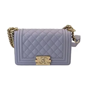 Pre-owned CHANEL caviar Crossbody Bags Quilted Small Boy Flap Purple