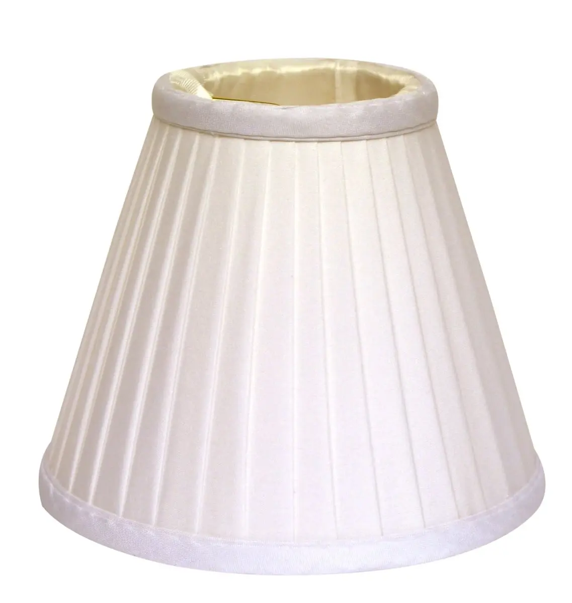 HomeRoots 470091 5 in. White Slanted Pleat Chandelier Silk Lampshades - Set of 6