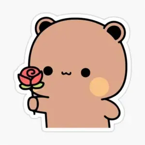 Cuite Bear With Flower Sticker