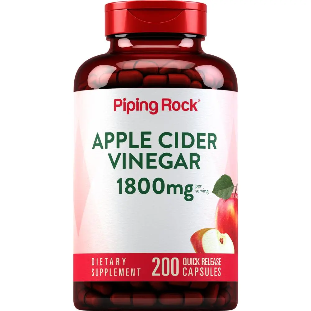 Piping Rock Apple Cider Vinegar Capsules 1800 mg | 200 Pills | Potent Formula | ACV Supplement for Men and Women | Non-GMO, Gluten Free