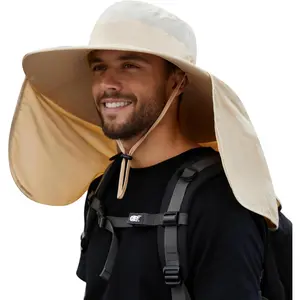 Women Large Brim Sun Hat with  Flap, Men Quick Dry Hiking Fishing Safari Hat UPF 50+