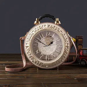 2026 New vintage crossbody shoulder bag with battery-powered clock functionality, water-resistant PU leather, secure compartments—an ideal gift