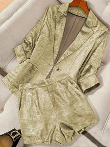 women's solid color blazer & shorts two-piece set, formal elegant fashion casual outerwear & shorts for daily outdoor wear, women's clothing for all seasons, women suits, corporate outfits women, two piece outfits for women, womenswear