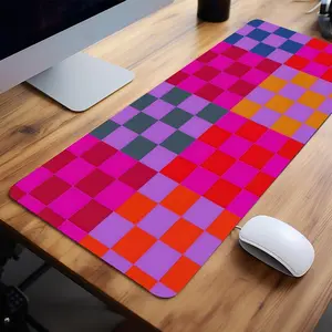 Colorful Retro Checkered Pattern Mouse Pad, 1 Count Rectangle Gaming Mouse Pad, Non-slip Mousepad, Office Desk Keyboard Mat for Home, Corporate Work Desktop Accessory, Desk Accessories, Desk Setup