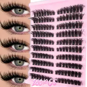 160pcs 100D Thick Gradient Volume False Eyelashes, Classic Eyelash, 0.07Mm Thickness, Fluffy And Wispy DIY Lash Clusters, Mixed Length Eyelash Extensions 10-18Mm, Easy to Apply, Reusable, Suitable for Beginners
