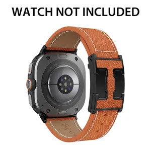 CRAZYGRASS Magnetic Leather PalmarCrease Watch Band for Men 47mm For Galaxy Watch Ultra (Unofficial) Smartwatch Unbreakable Status Elevating Gift Rugged Refined Texture Accessory [WATCH NOT INCLUDED] Wearable