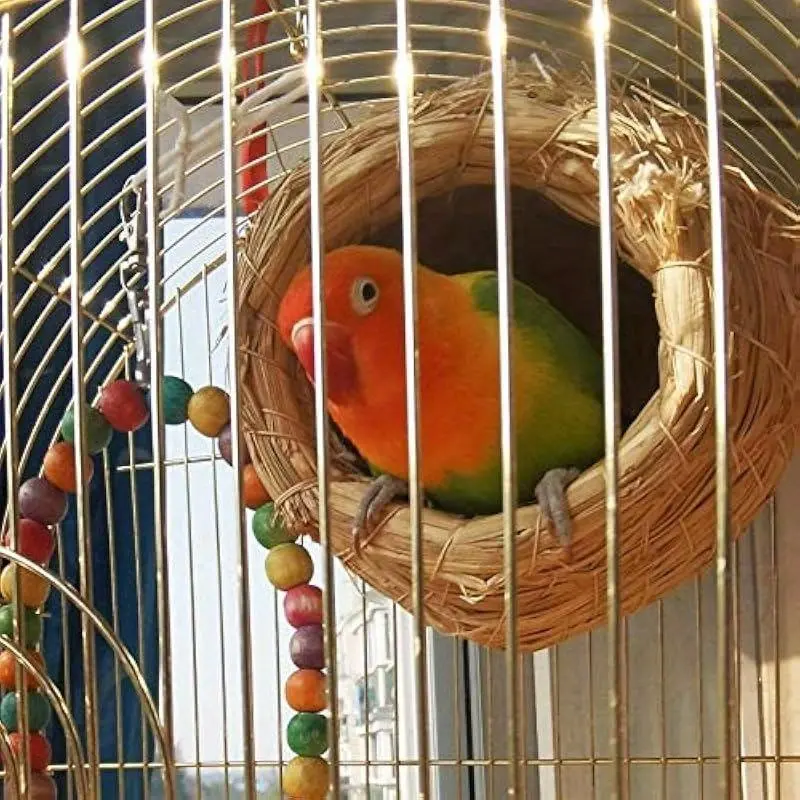 Straw Bird Nest, 1 Count Natural Fiber Bird Cage, Bird Nest for Parrots, Hideaway Shelter for Small Birds, Canaries, Parrots To Rest, Breed, Parakeet Cages, Bird Supplies