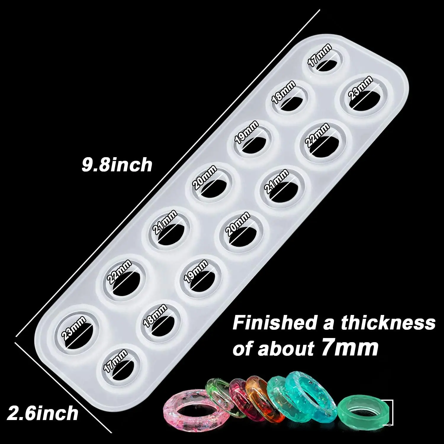 Resin Ring Molds Silicone – 14 Sizes Jewelry Casting Molds for Epoxy Resin with Round & Rhombic Shapes – DIY Ring, Earring & Pendant Making Molds, Crafts & Christmas Gifts