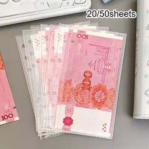 20/50pcs A6 Clear Binder Pockets, Transparent Cash Envelopes, 6-Hole Refill Sleeves, Money Organizer, Savings Binder, Insert Pages for Budget Binder, Office Accessories, Cash Storage Binder