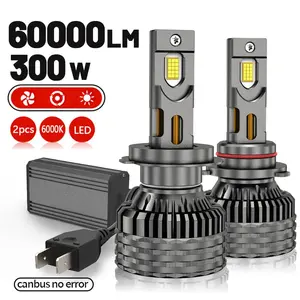 2-Pack H4 H7 H11 Canbus Bulbs, 300w 60000lm 6000k Super Bright LED Headlights, Dual Copper Tube Turbo Lamp, Car Front Lights, Road Legal