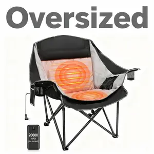 Slendor Heated Camping Moon Chair, Portable Folding Camping Furniture with 3 Heat Levels, 2 Heating Zones, 20000mAh Rechargeable Power Bank, 660lbs Weight Capacity, for Outdoor Camping, Lawn Use