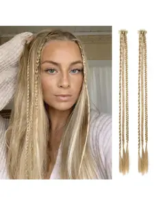 Single Card Three-Strand Braided Hair Extension Clips, Pair of Fake Braids, Perfect for Women's Daily Wear, Festive Parties, Boxing Braids, Hair Weave Extensions, Synthetic Braids