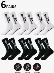6 Pairs of Athletic Soccer Socks with Fleece Lining Adult Training Socks: Anti-Slip, Breathable, Moisture-Wicking White Ideal for Gym, Soccer, Running Suitable for All Seasons Sports Running Socks, Grip Socks