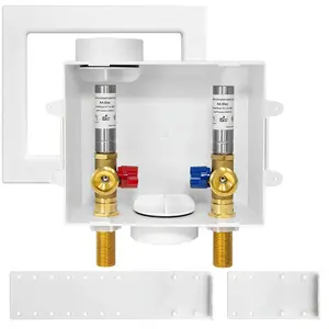 1/2" Sweat Inlet, Washing Machine Outlet Box, with Stainless Steel Water Hammer Arrestor