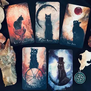 Haunted Cat Kitty Tarot Deck, Animal 78-Card Fortune-Telling & Spiritual Exploration Tool, Ideal Gift for Enthusiasts, Perfect for Christmas