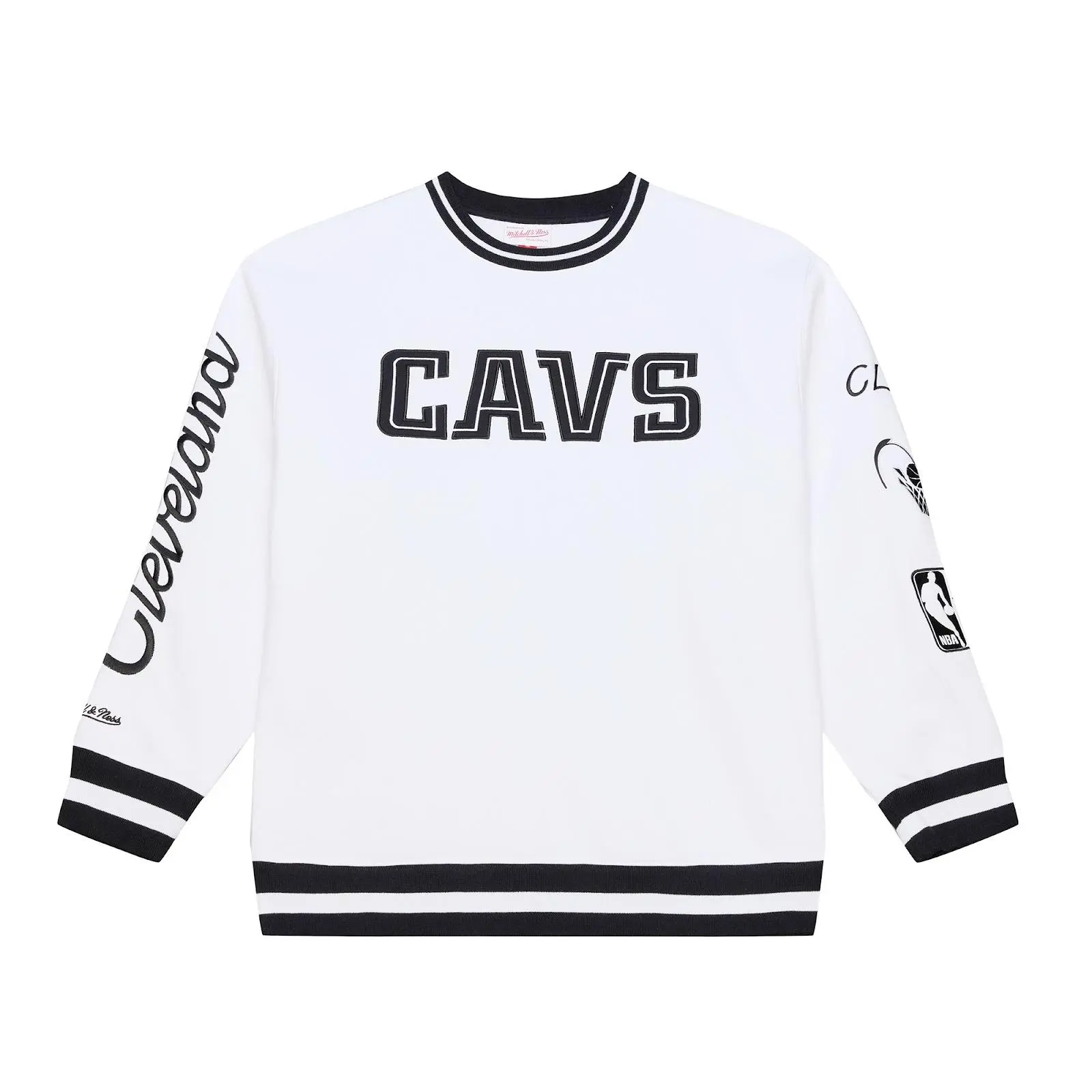 Cleveland Cavaliers Arctic White Fleece Crewneck Sweatshirt NBA Throwback Vintage Fan Gear Mitchell & Ness