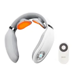 SKG Neck Massager with Heat - Lightweight Portable Cordless U-Shaped Design for Neck Pain Relief & Relaxation, White, Remote-controlled