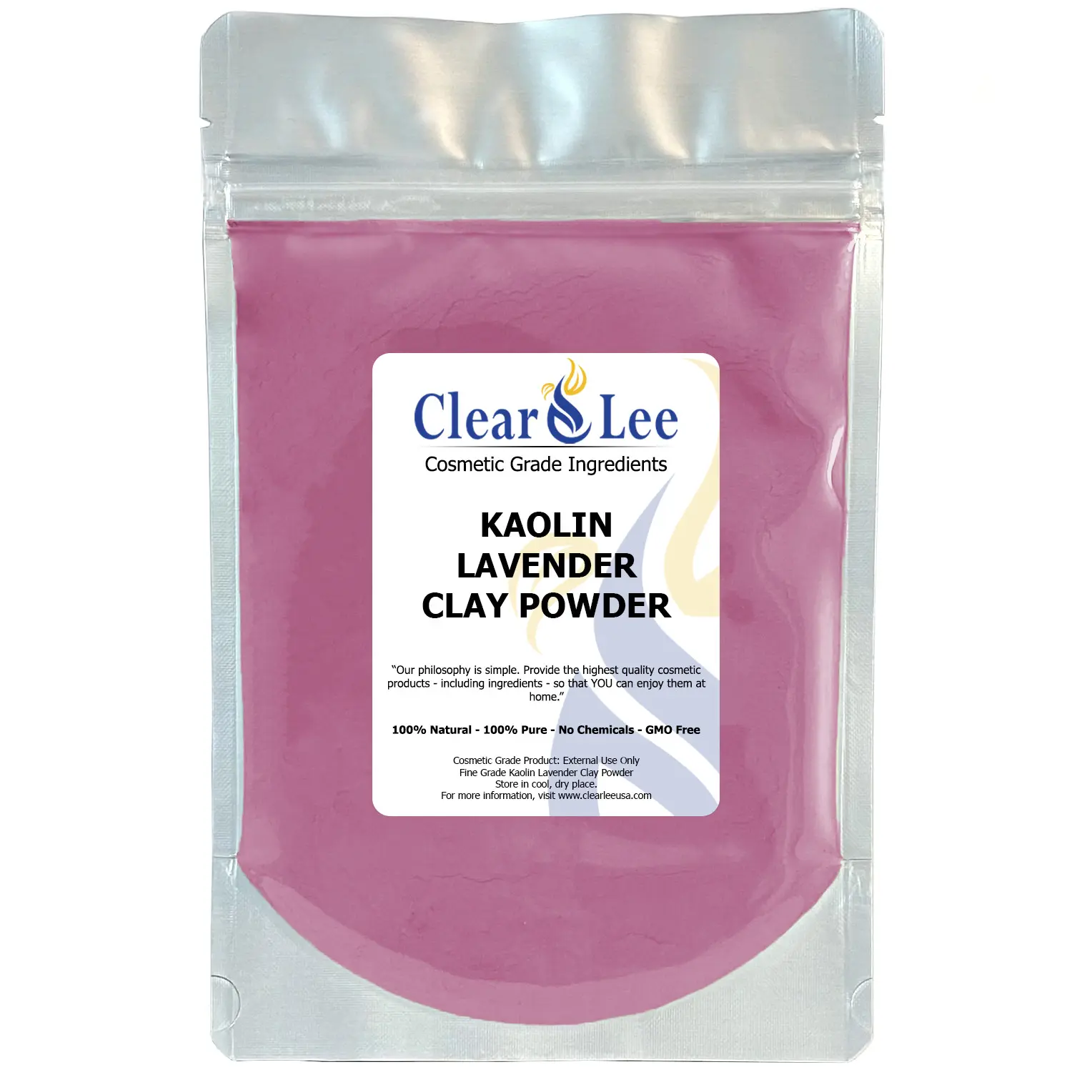 ClearLee Kaolin Lavender Clay Cosmetic Grade Powder - Unscented Natural Powder - Great For Skin Detox, Rejuvenation, and More - Heal Damaged Skin - DIY Clay Face Mask