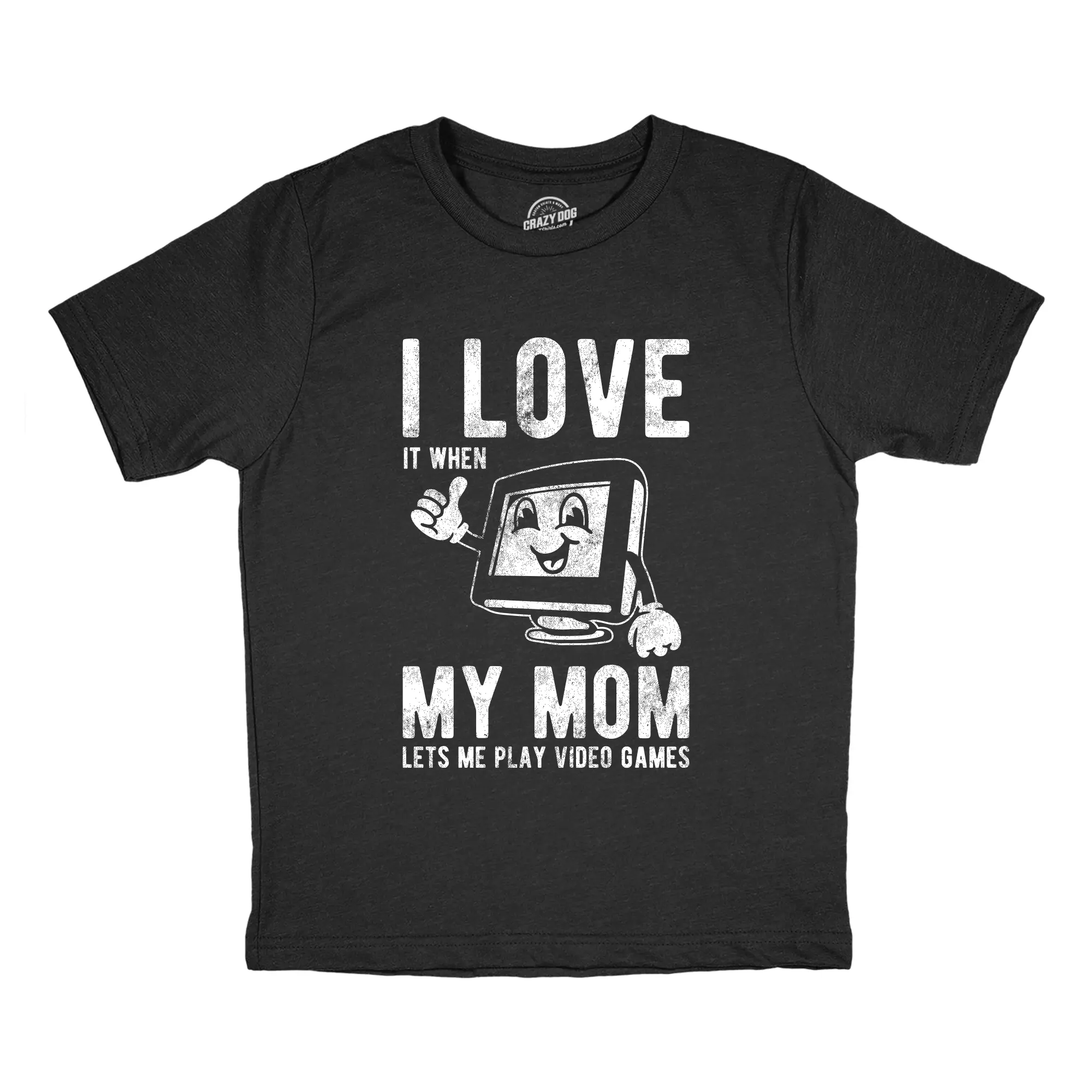 Youth Funny T Shirts I Love It When My Mom Lets Me Play Video Games Sarcastic Tee for Kids Funny T Shirts Sarcastic Tops for Kid Funny Gamer Short Sleeve Novelty Tees for Kids Black -