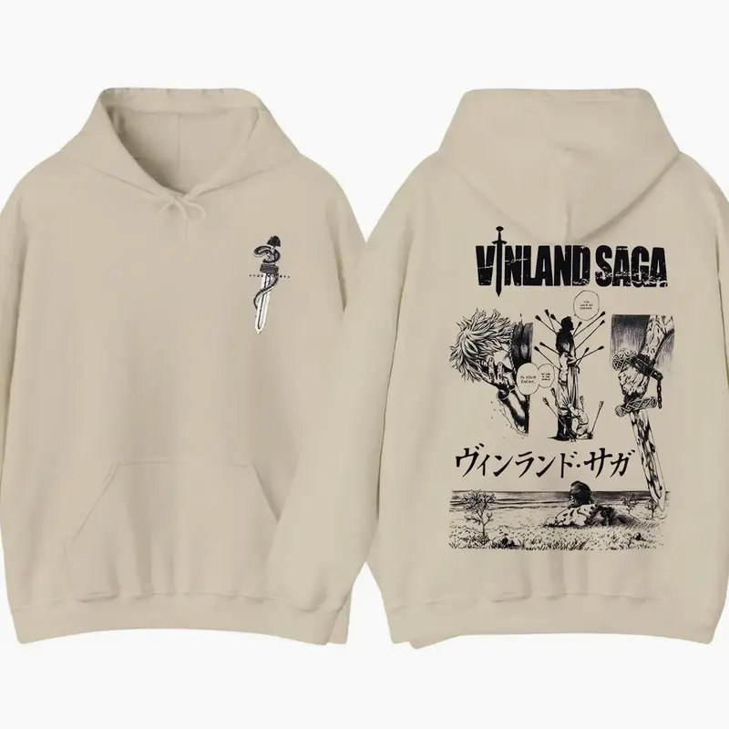 Vinland Saga Manga 2 Sides Hoodie, Unisex Hoodie Featuring Iconic Viking Graphic Pullover, Cozy Stylish Everyday Outfit for Anime Fans and Adventure Lovers, menswear womenswear unisex graphic comfortable top gift for him gift for her