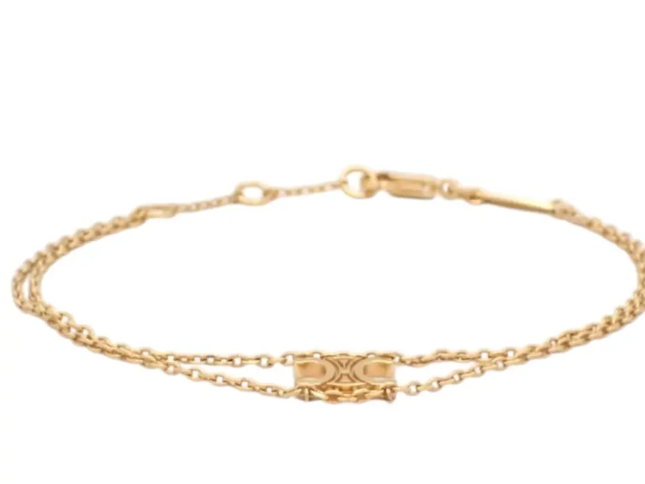 Pre-owned Celine Triomphe Double Chain Gold Bracelet Perfect for Daily Use
