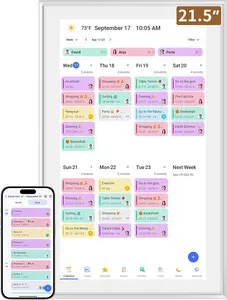 21.5-Inch Electronic Wall Calendars & Chore Chart, Full HD Interactive Touchscreen Display for Family Schedules Planner,Seamless Scheduling/Organizing-Wall/Desk Mountable