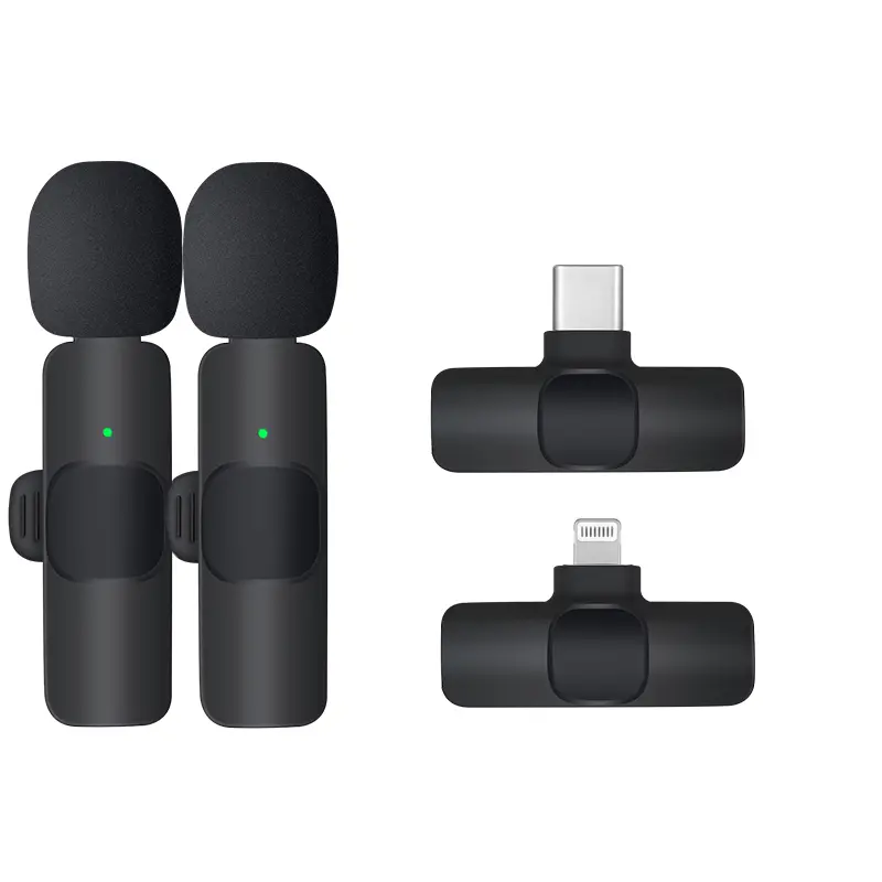 2 pcs Wireless Lavalier Microphones for iPhone,Android, iPad - Mini Wireless Clip-on Microphones Crystal Clear Sound Quality for Recol ding, Live Streaming,Vlog