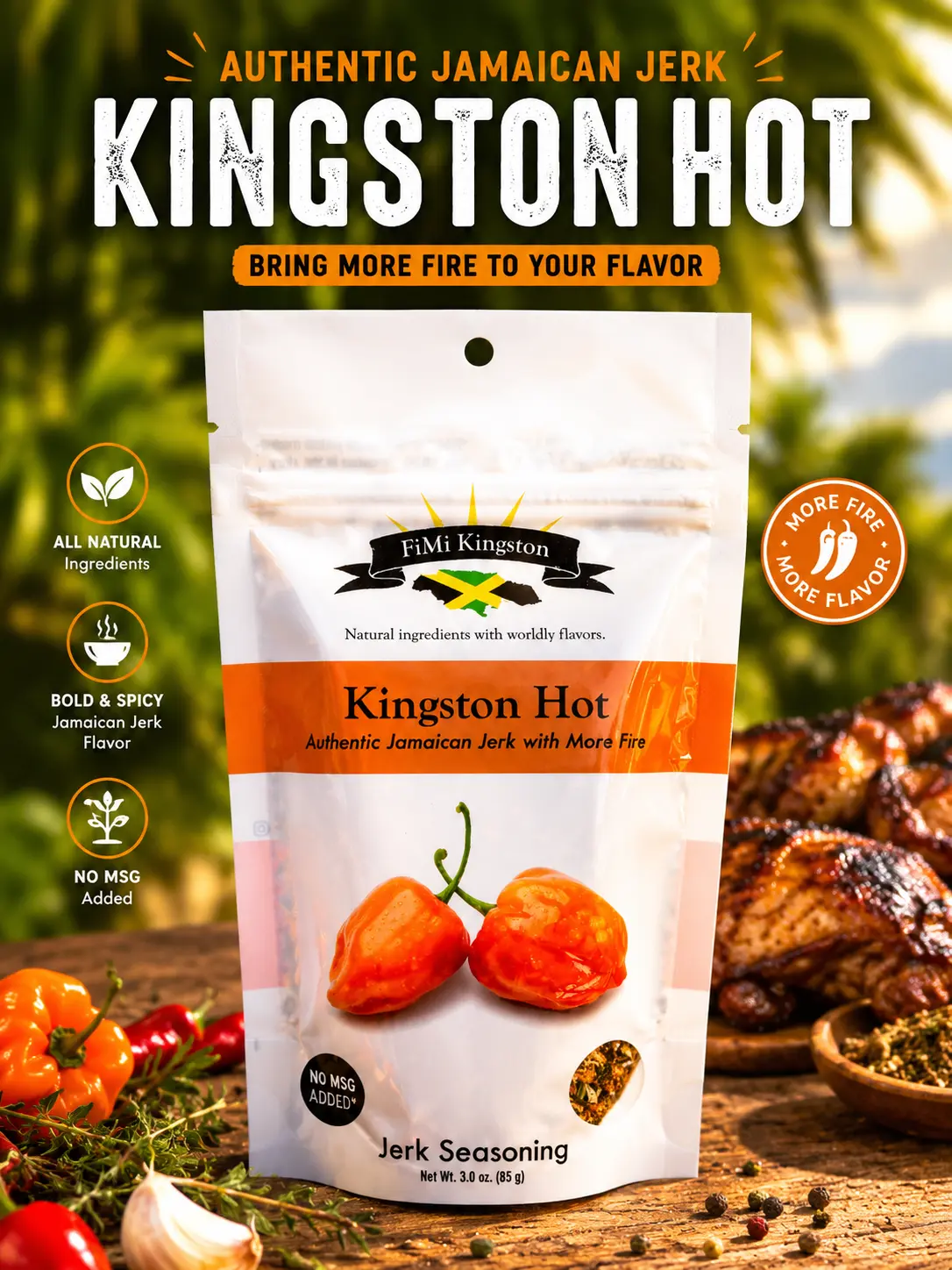 Kingston Hot Jerk Dry Rub - Authentic Jamaican Jerk with More Fyah!