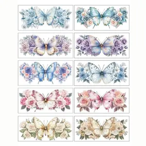 10 Sheets UV DTF Cup Wrap Transfer Sticker, Light-Colored Butterflies Rub on Transfers Decal Adhesive Decals for 16OZ Glass Cups Furniture Craft  DIY Crafts 9.5x4.3inch