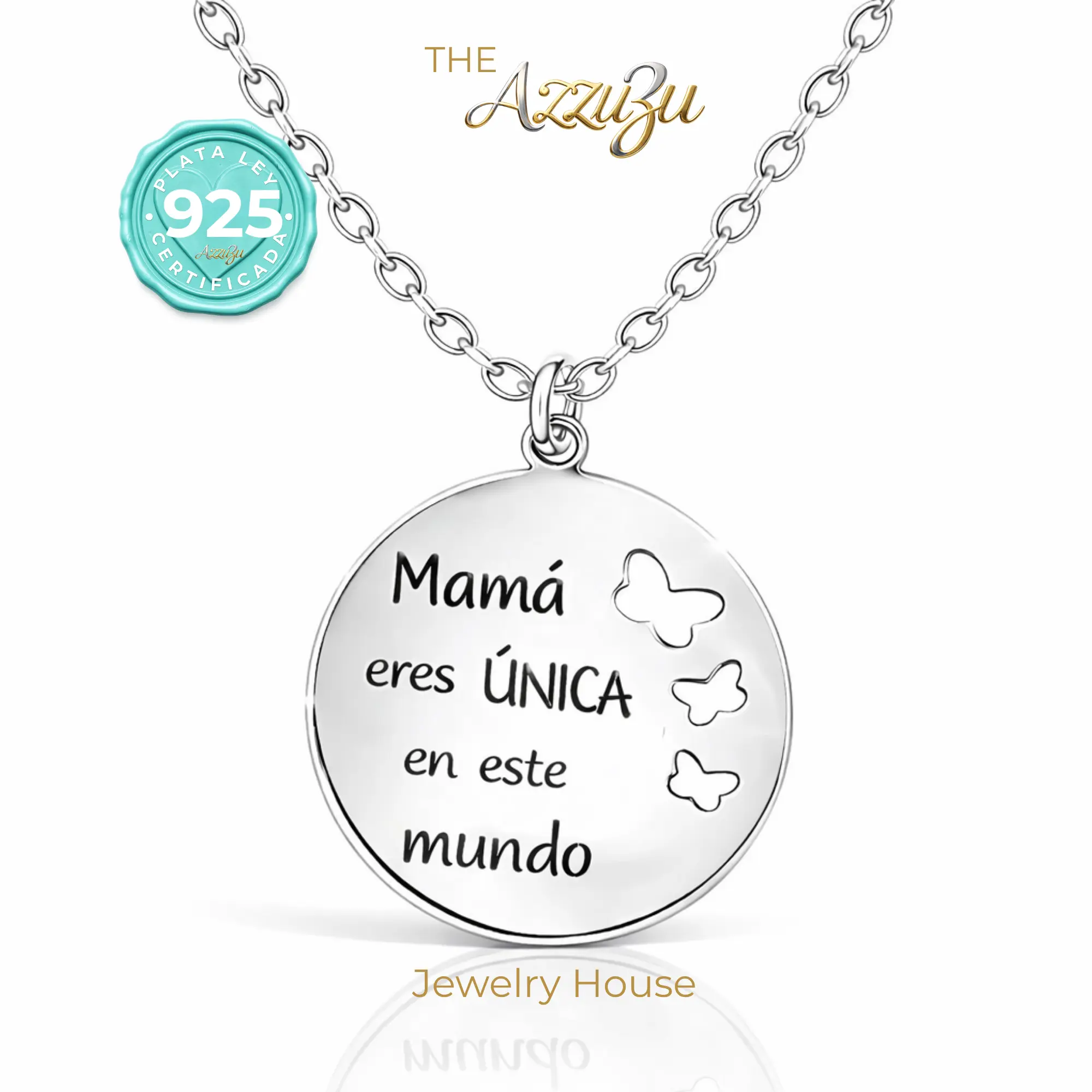The AzzuZu 925 Sterling Silver “Mama eres Única” Engraved Necklace