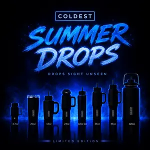 COLDEST Summer Drops Unseen - Insulated Stainless Steel Water Bottle | 36oz, 46oz, 15oz, 24oz, 6oz, 32oz Leakproof Vacuum Flask for Men & Women | Keeps Drinks Ice Cold for Sports, Gym, Travel, Work, Hiking, School, Camping & Gift Giving