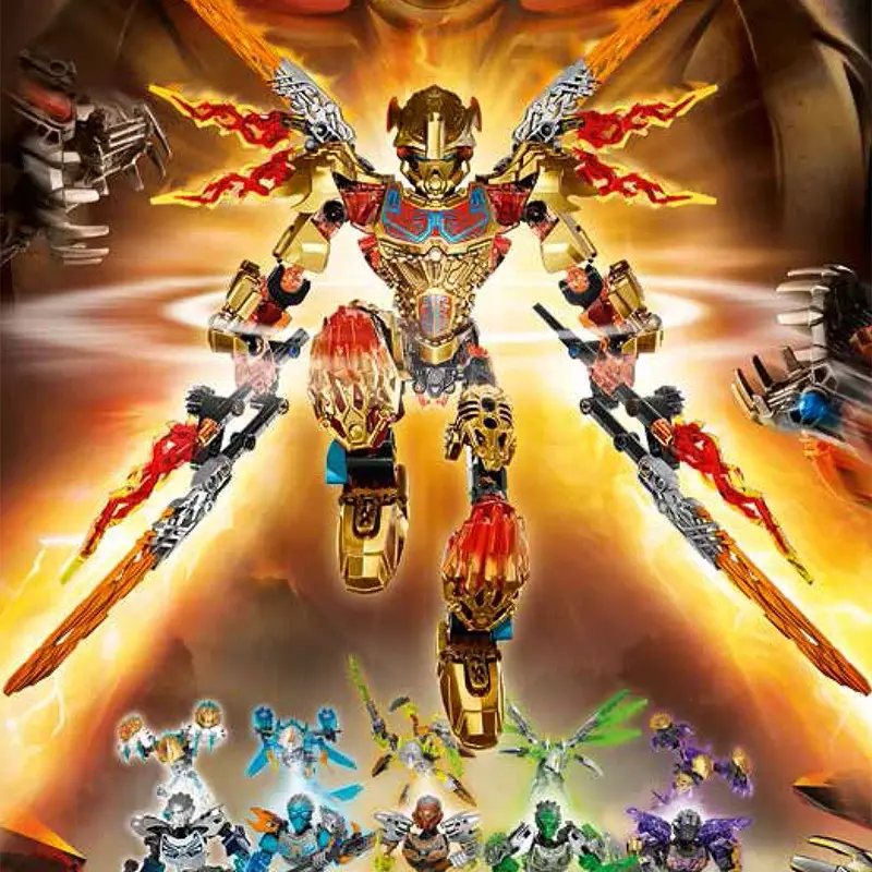 Warriors Bionicle 2-in-1 Assembled Building Blocks Kit, DIY Brick Building Set, Lewa Tahu Onua Umarak the Destroyer Action Figures, Kid Toy Gifts for Boys, Block Set, Building Block Kit