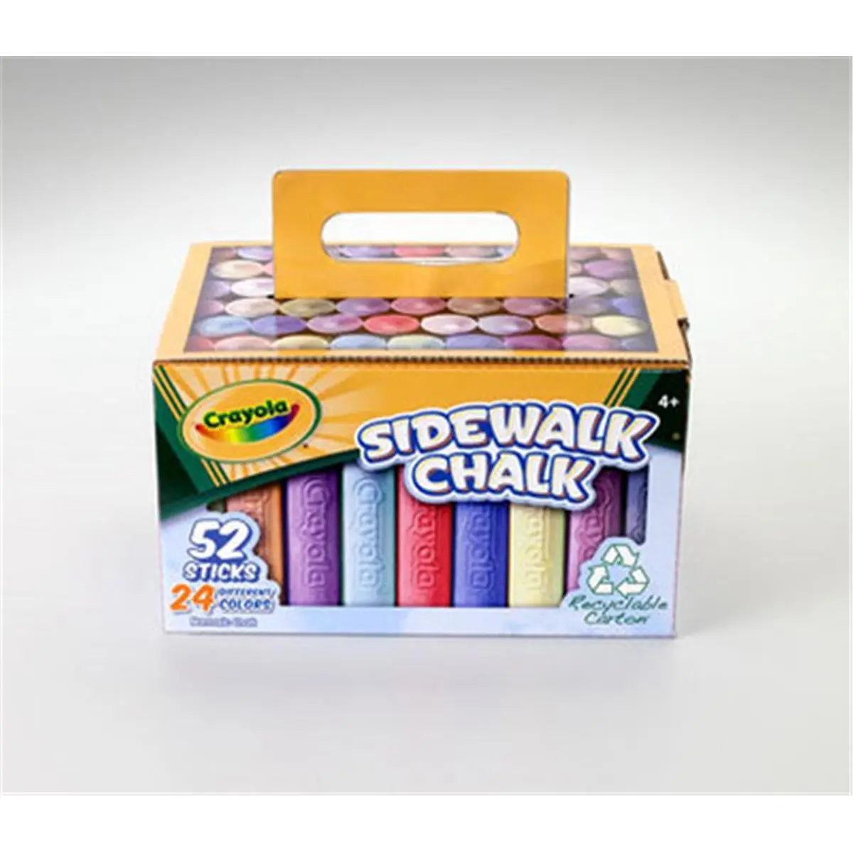 Crayola Assorted Crayon-Themed Sidewalk Chalk Boxed Kit, 51-2016 Model, 16 Sticks - Office Stationery Writing Tool, Assorted Chalk, Crayon-Themed Chalk