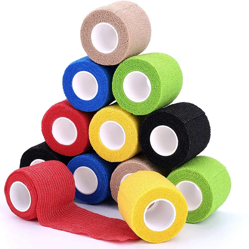 Men's 6-Pack/12 Rolls 1-Inch × 5-Yards Self-Adhesive Bandage Wraps, Comfortable-to-Wear 5-Yd Vet Wraps for Sports Wrist & Ankle Support, Complementary Care Accessory for Over-the-Calf Socks