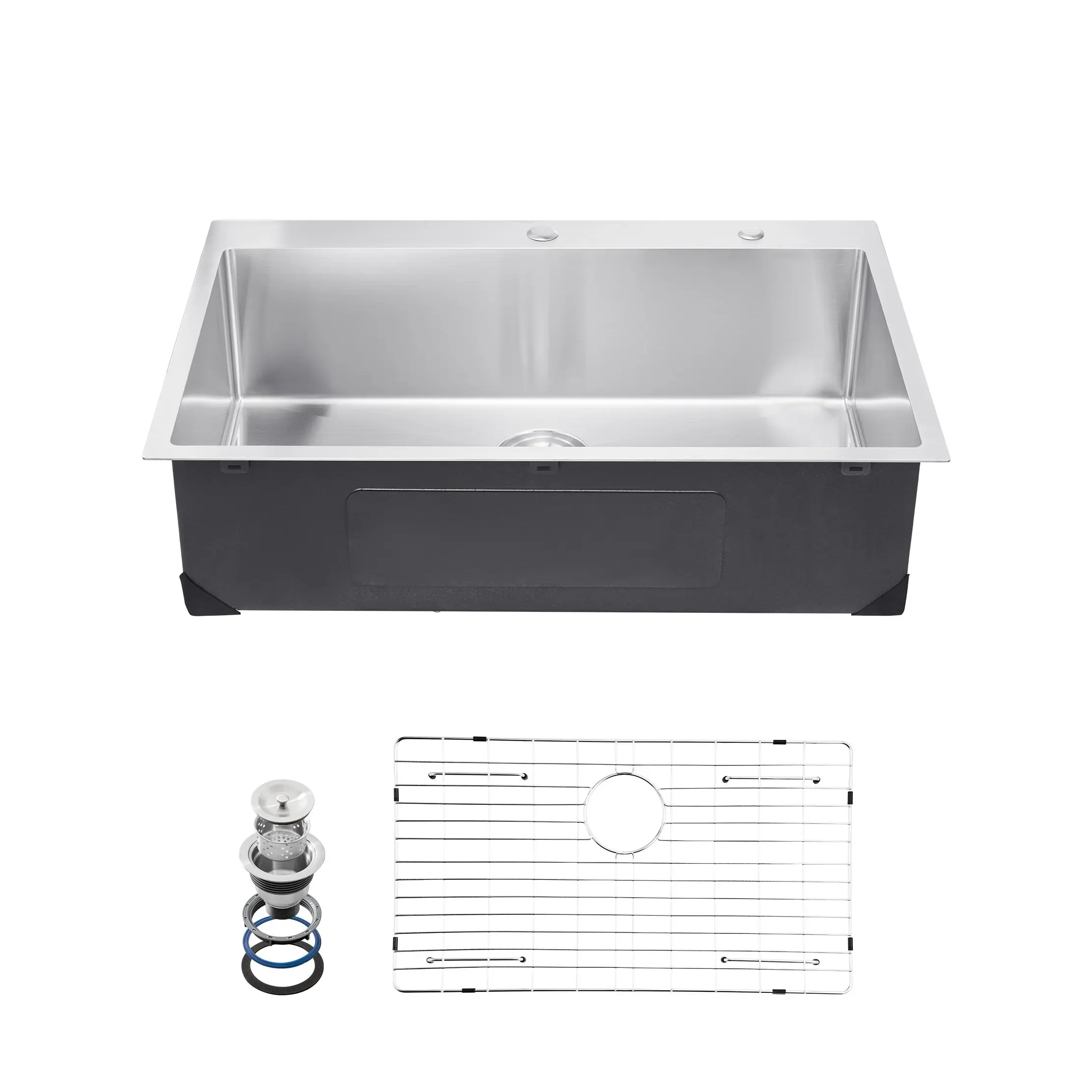 【Summerfinds】33" Kitchen Sink Top Mount Single Bowl Drop-In Basin Stainless Steel Bar