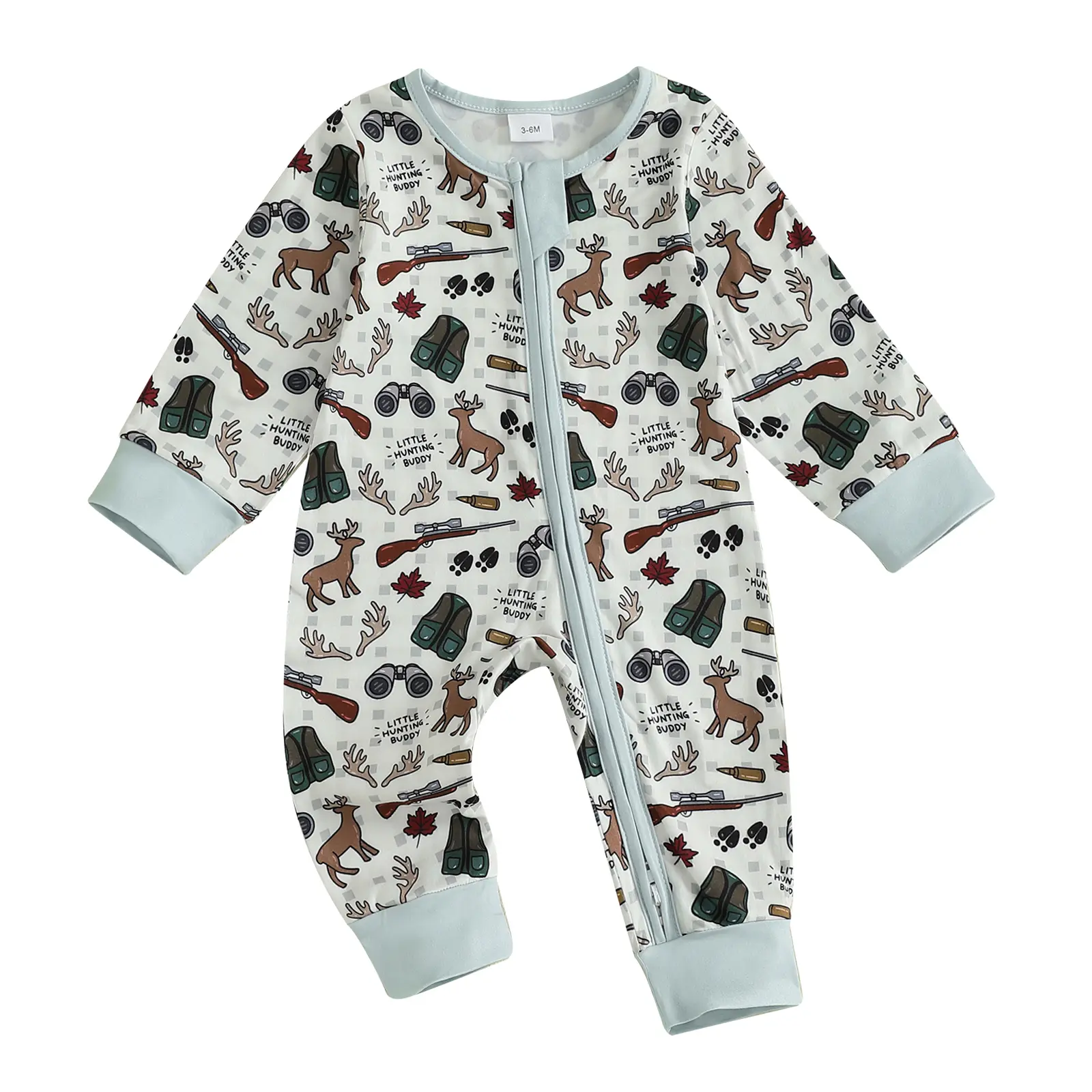 Western Hunting Baby Clothes Newborn Mallard Duck Pajamams Romper Bodysuit Infant Long Sleeve Fishing Zipper Jumpsuit Fall Winter Outfit, Animal Print, Polyester Blend, Baby Items, Newborn Baby Stuff