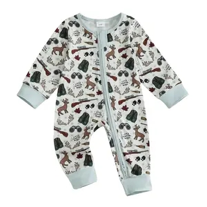 Western Hunting Baby Clothes Newborn Mallard Duck Pajamams Romper Bodysuit Infant Long Sleeve Fishing Zipper Jumpsuit Fall Winter Outfit